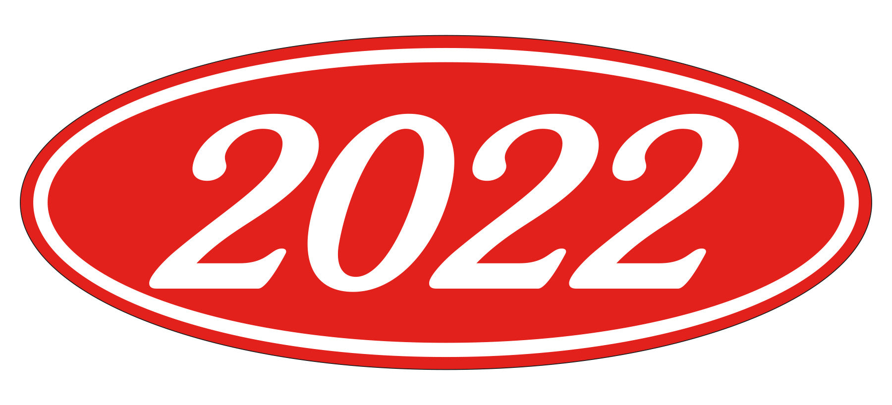 Oval Year Decals - White/Red