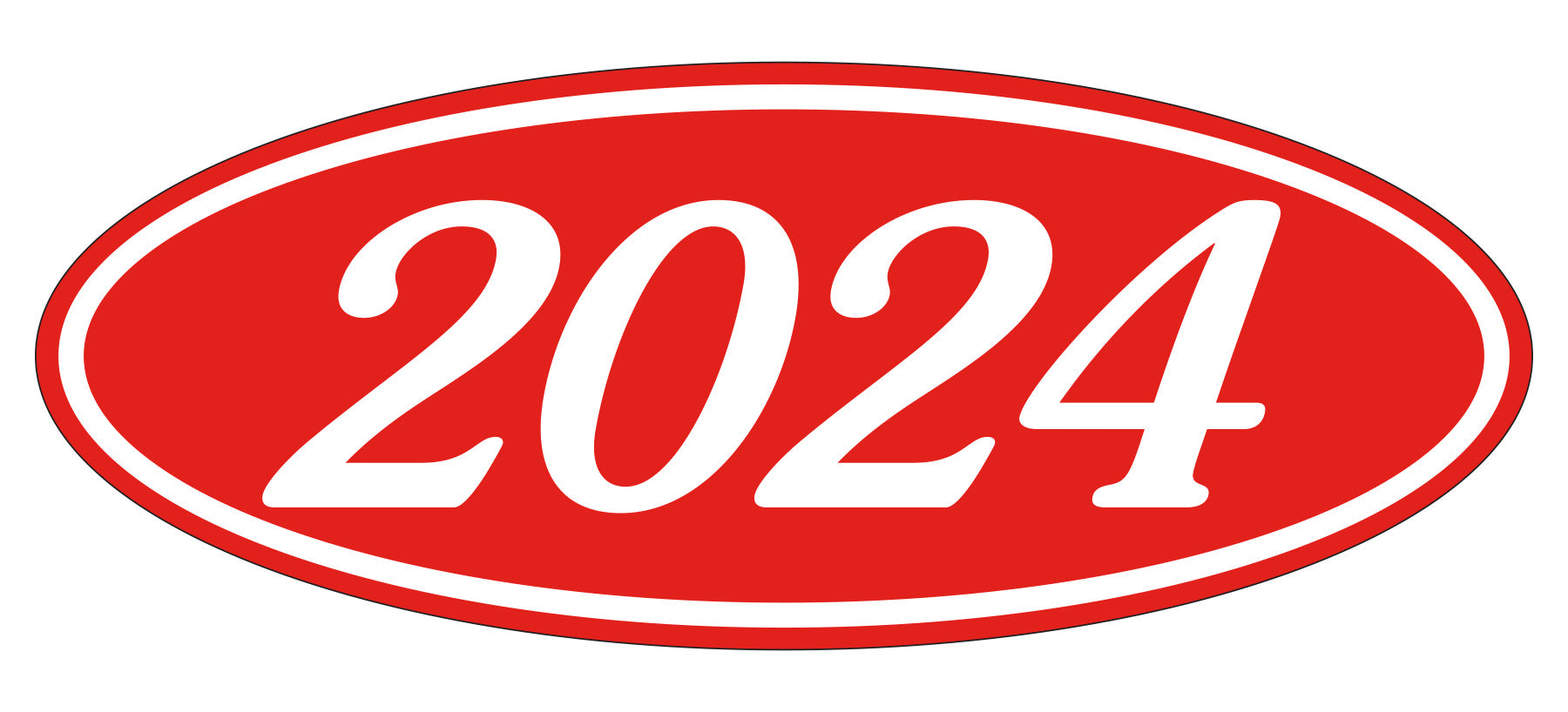 Oval Year Decals - White/Red