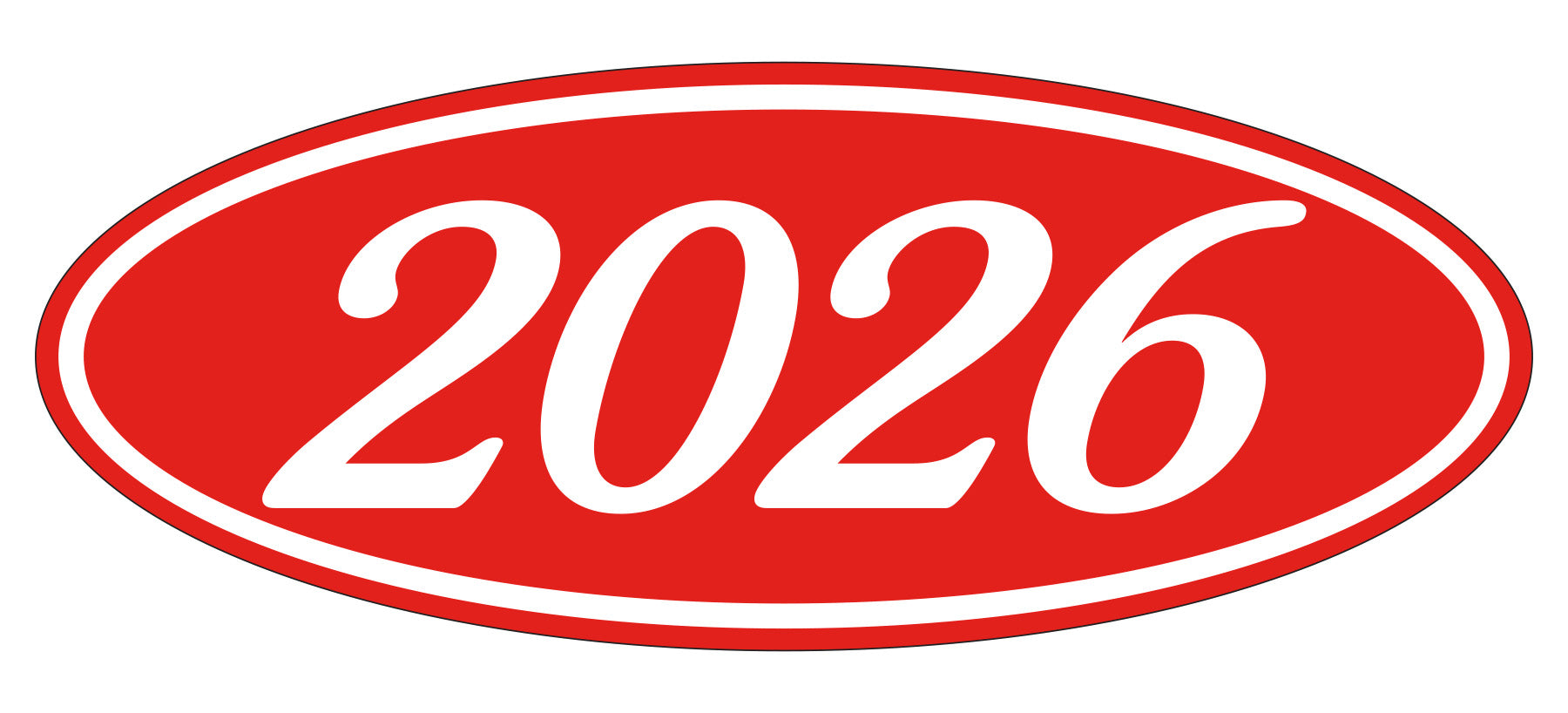 Oval Year Decals - White/Red