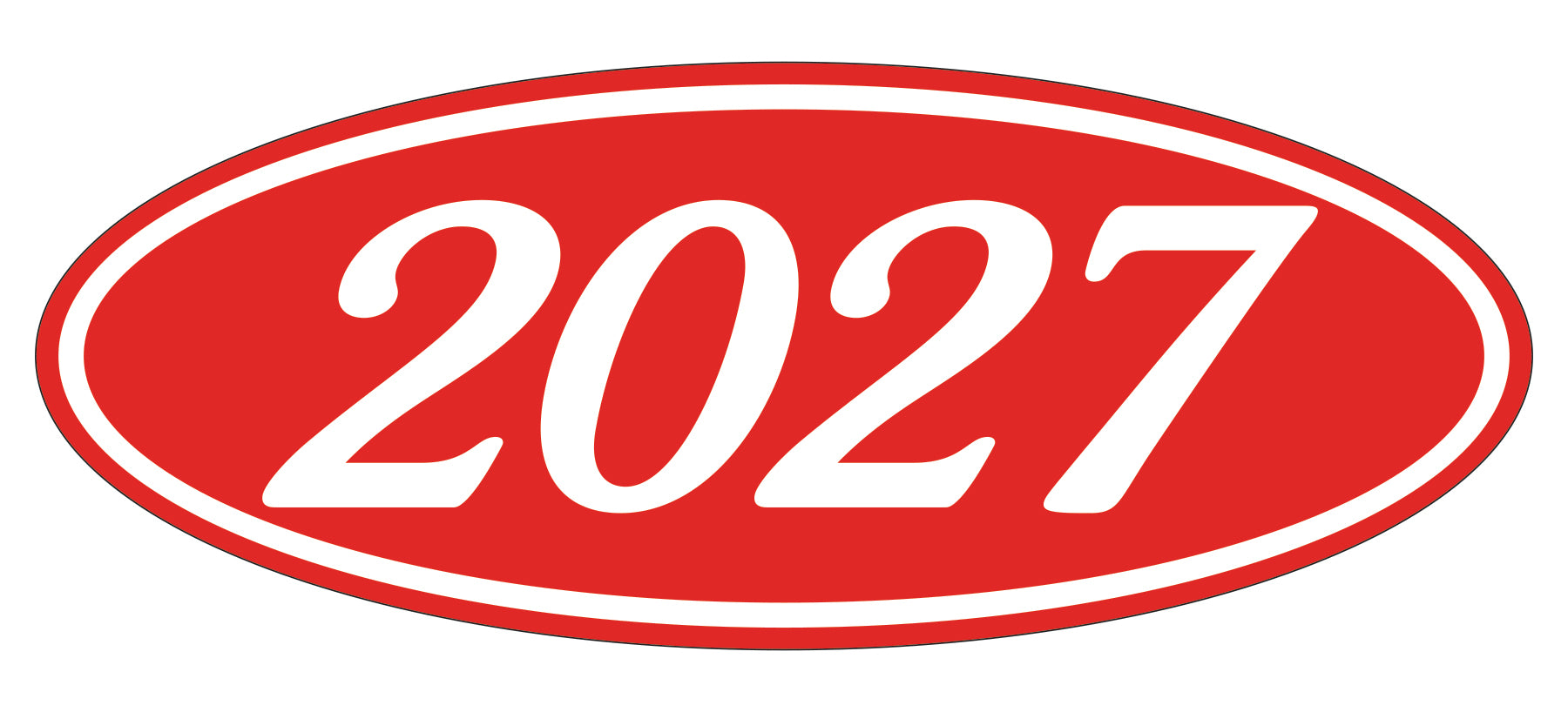 Oval Year Decals - White/Red