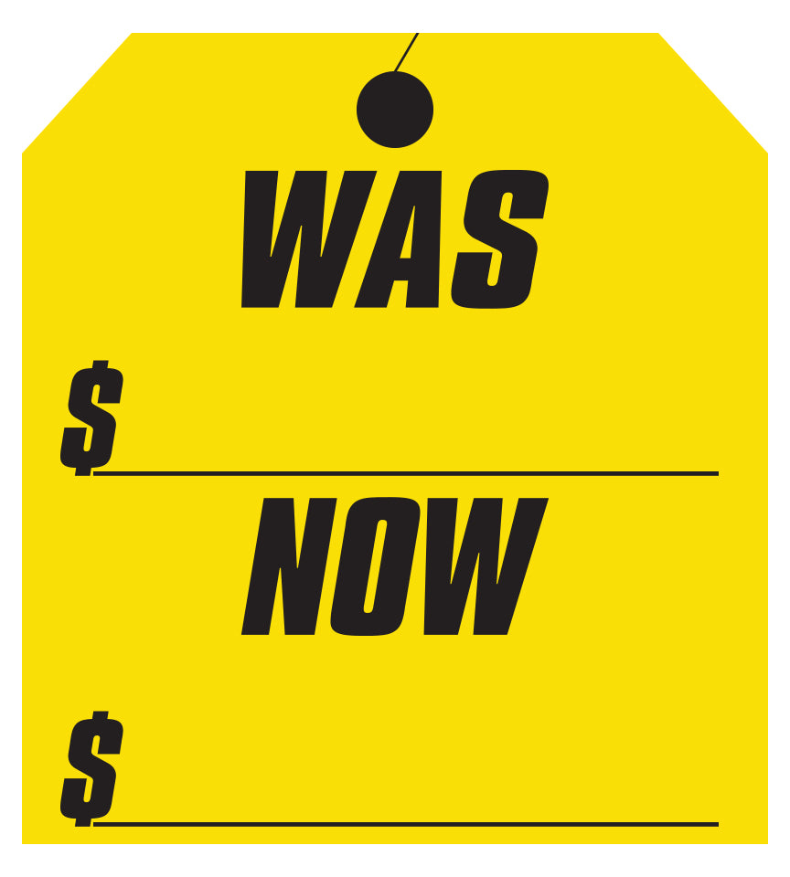Hang Tag Decals (9-1/4" x 8-1/2") - Was/Now