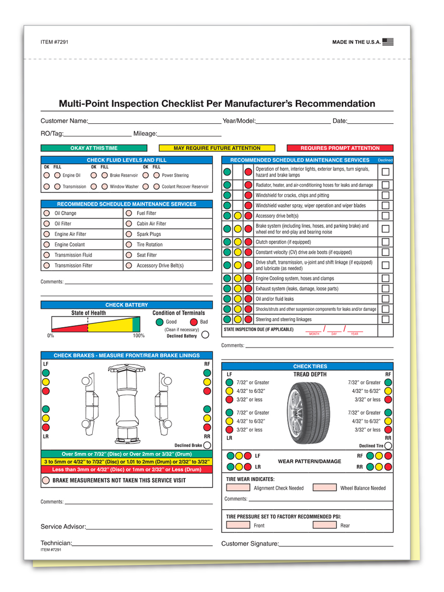 Generic Multi-Point Inspection Form 2-Part