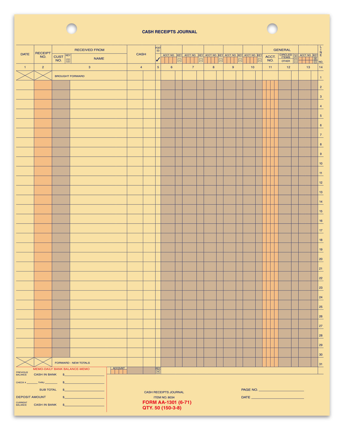 Cash Receipt Journal (AA-1301)