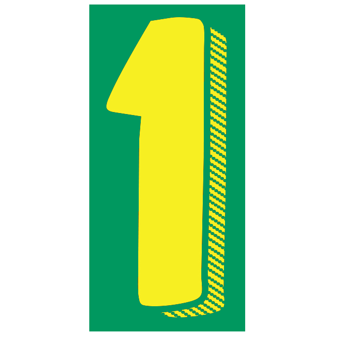 7-1/2" Shadow Number Decals - Yellow/Green
