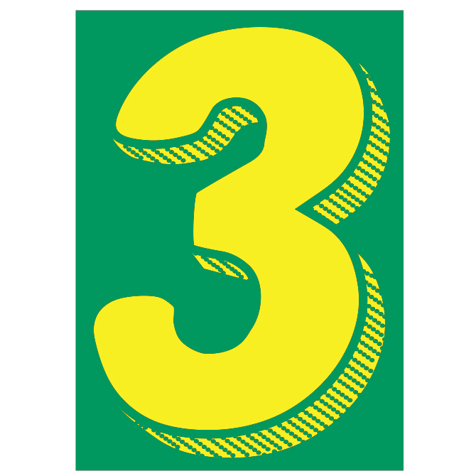 7-1/2" Shadow Number Decals - Yellow/Green