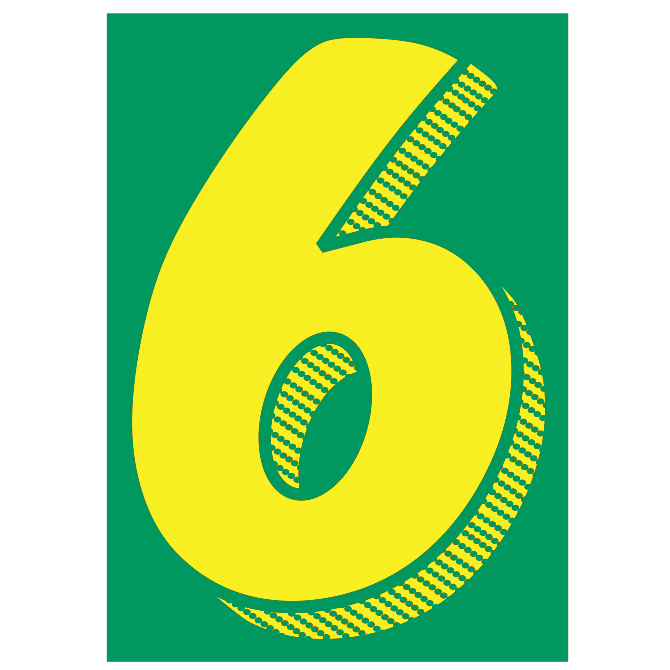 7-1/2" Shadow Number Decals - Yellow/Green