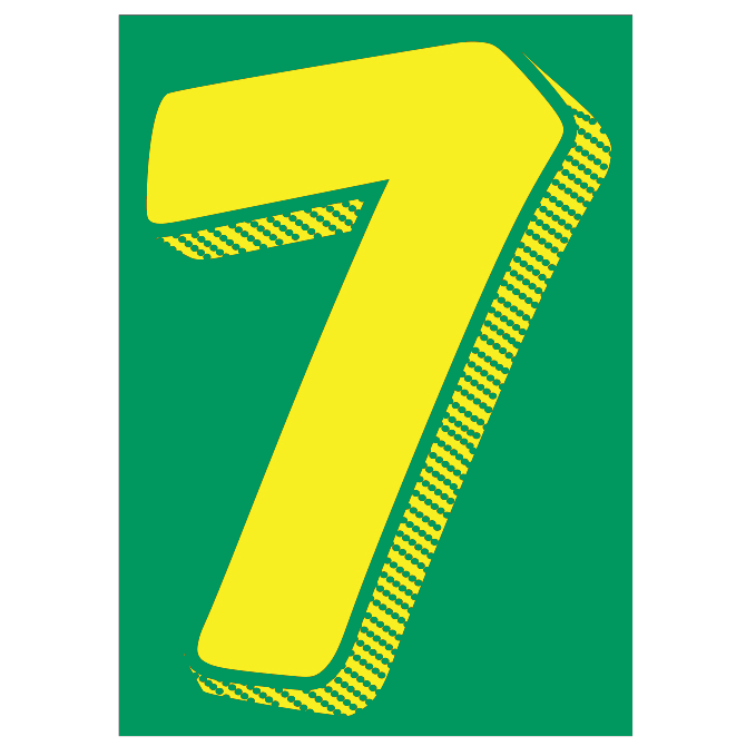 7-1/2" Shadow Number Decals - Yellow/Green