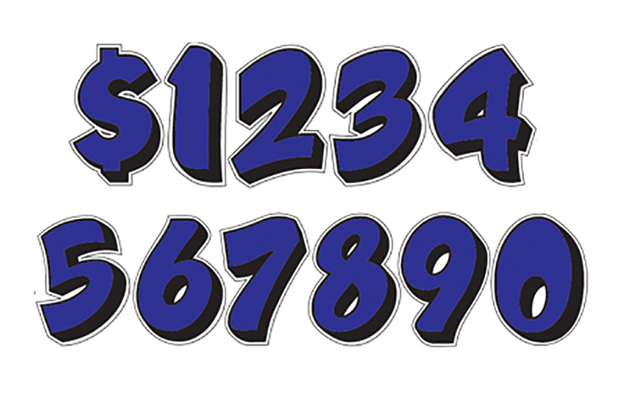 Die Cut Graphic Number Decals - Blue