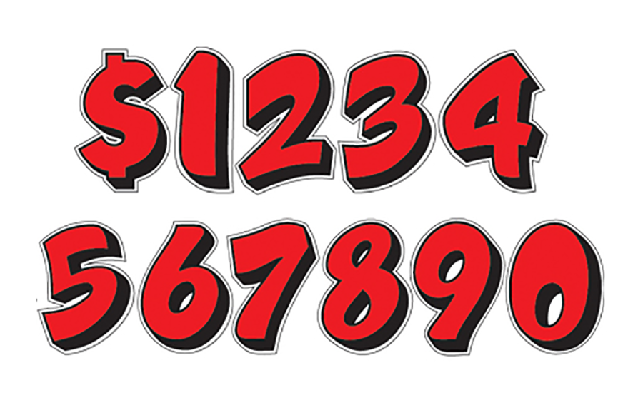 Die Cut Graphic Number Decals - Red