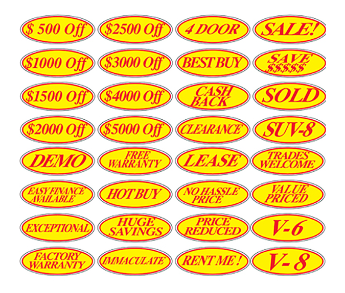 Oval Slogan Decals - Red/Yellow