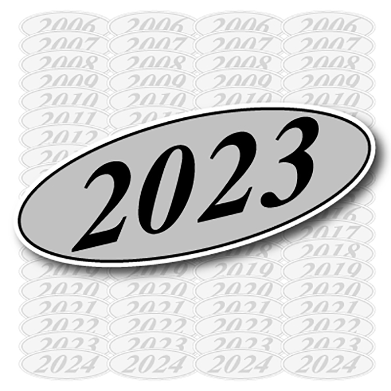 Oval Year Decals - Black/Silver