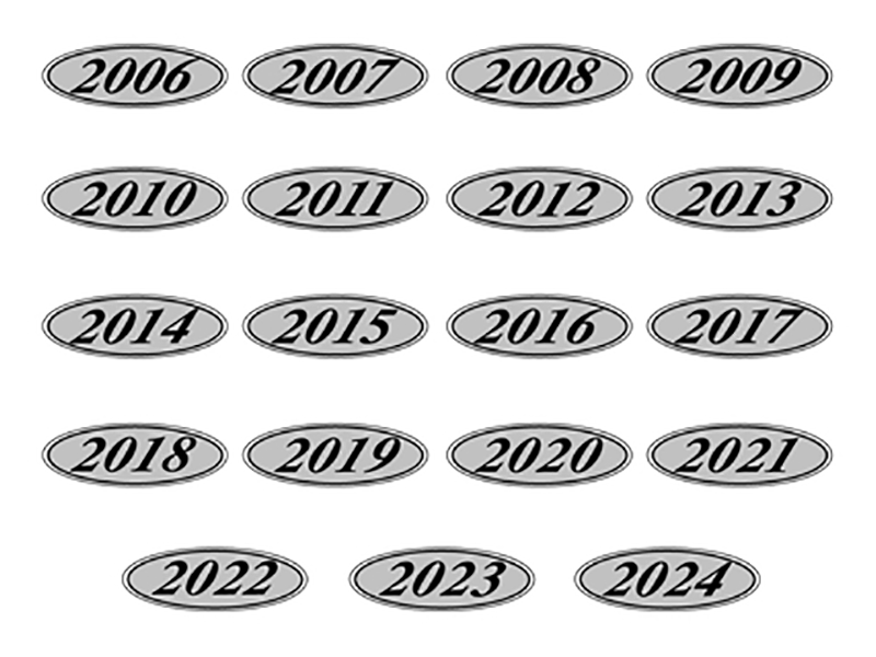 Oval Year Decals - Black/Silver