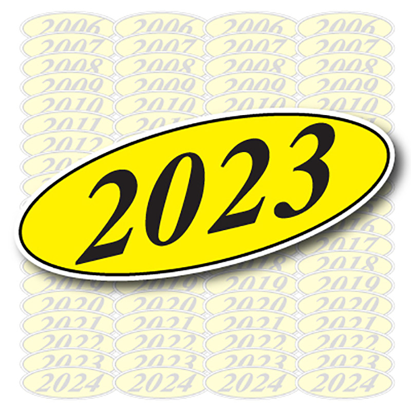 Oval Year Decals - Black/Yellow