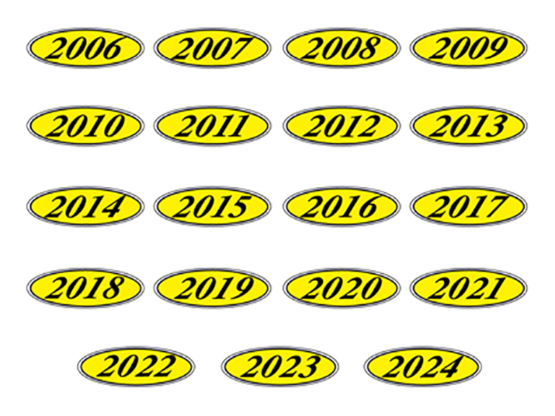 Oval Year Decals - Black/Yellow