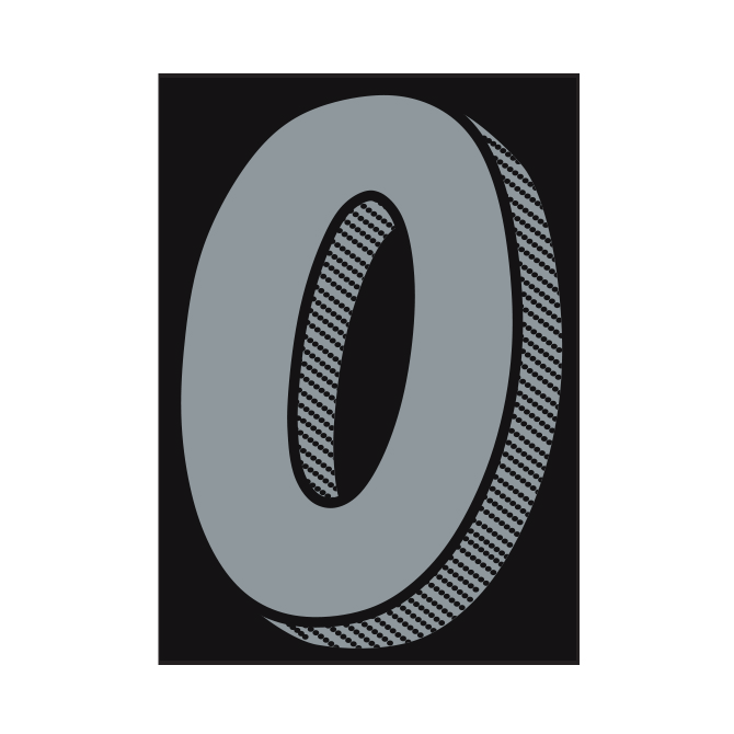 7-1/2" Shadow Number Decals - Silver/Black