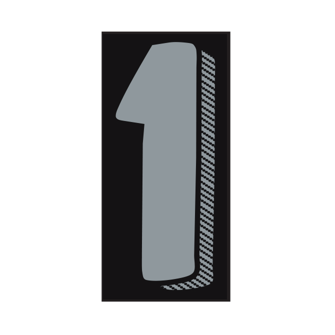 7-1/2" Shadow Number Decals - Silver/Black