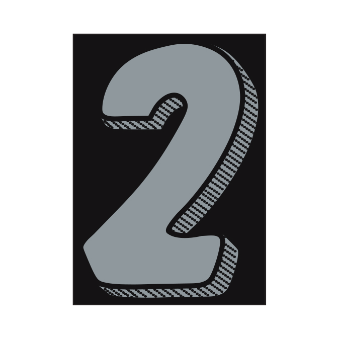 7-1/2" Shadow Number Decals - Silver/Black