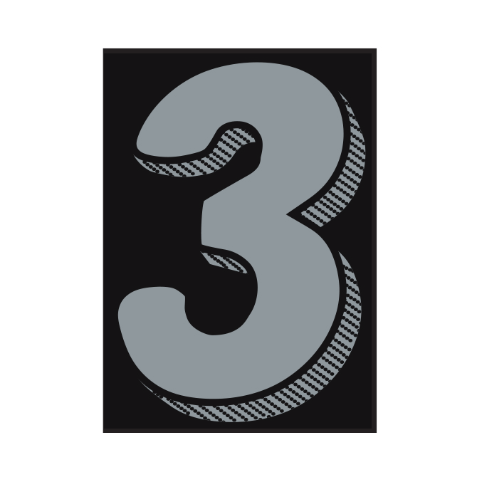 7-1/2" Shadow Number Decals - Silver/Black