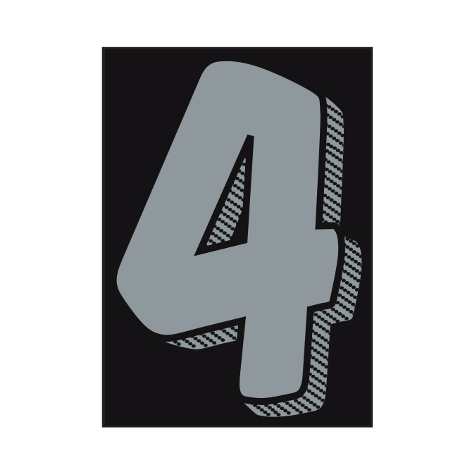 7-1/2" Shadow Number Decals - Silver/Black