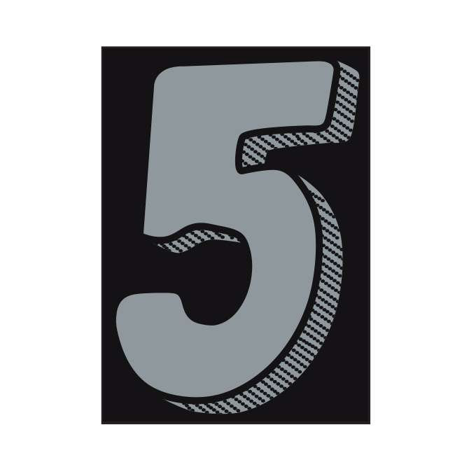 7-1/2" Shadow Number Decals - Silver/Black