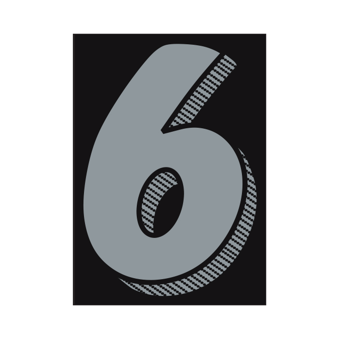 7-1/2" Shadow Number Decals - Silver/Black