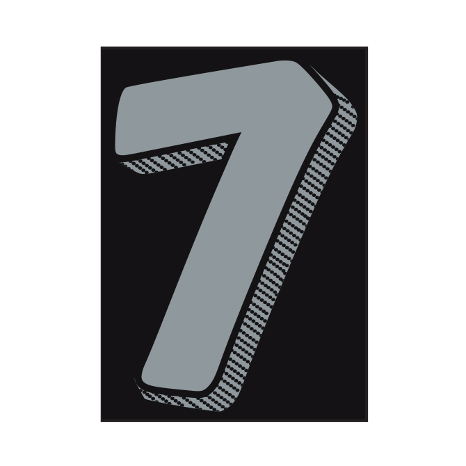 7-1/2" Shadow Number Decals - Silver/Black