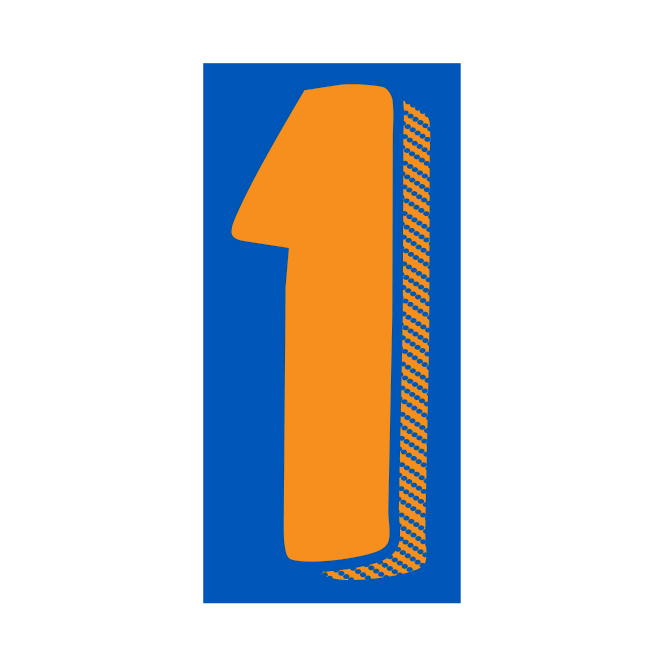 7-1/2" Shadow Number Decals - Orange/Blue