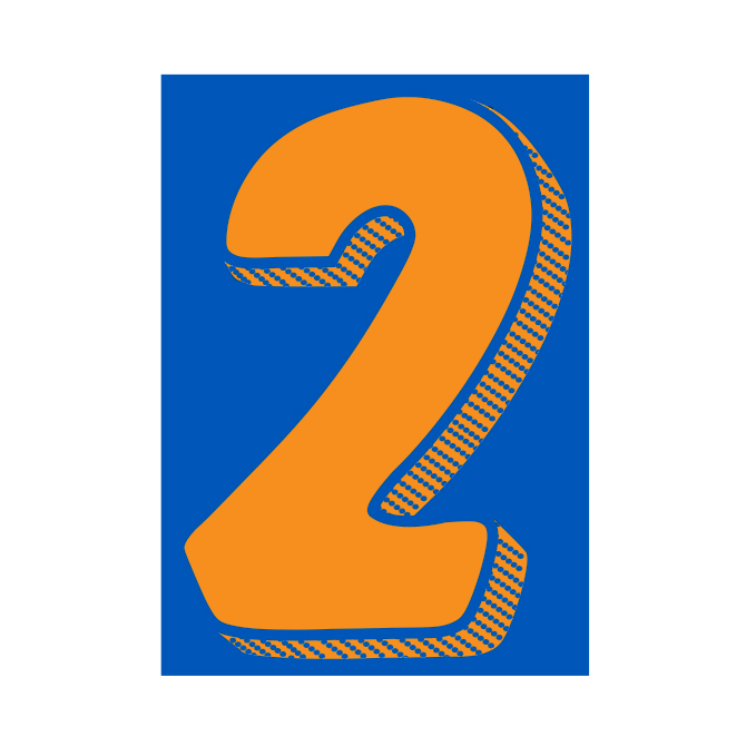 7-1/2" Shadow Number Decals - Orange/Blue