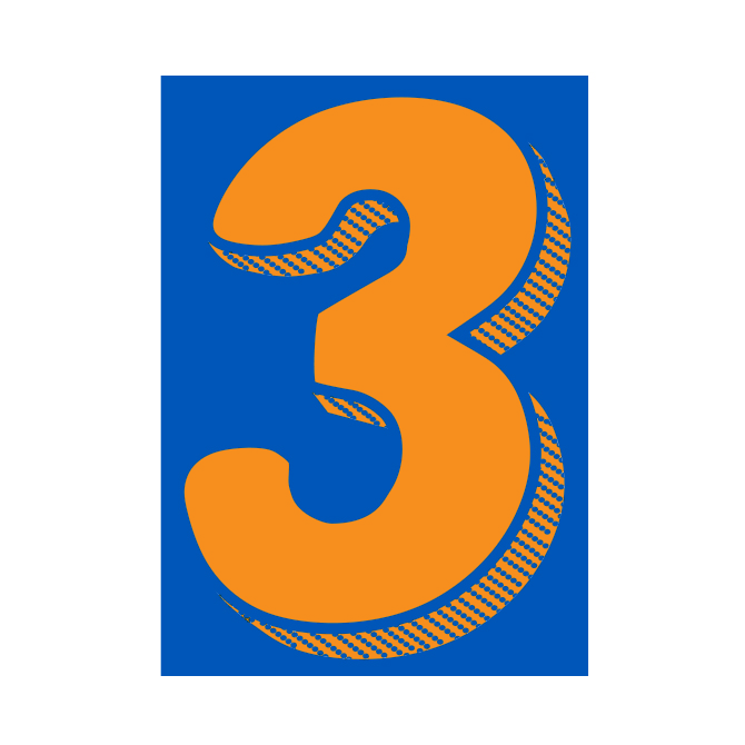 7-1/2" Shadow Number Decals - Orange/Blue
