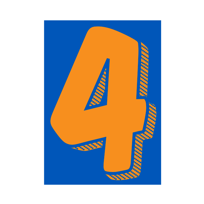 7-1/2" Shadow Number Decals - Orange/Blue