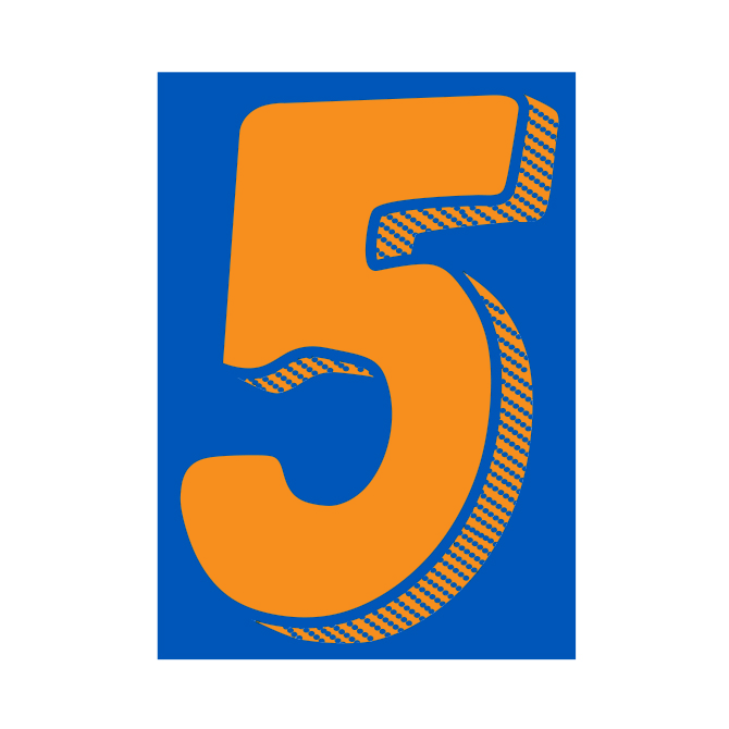 7-1/2" Shadow Number Decals - Orange/Blue