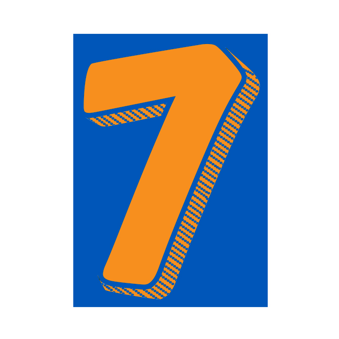 7-1/2" Shadow Number Decals - Orange/Blue