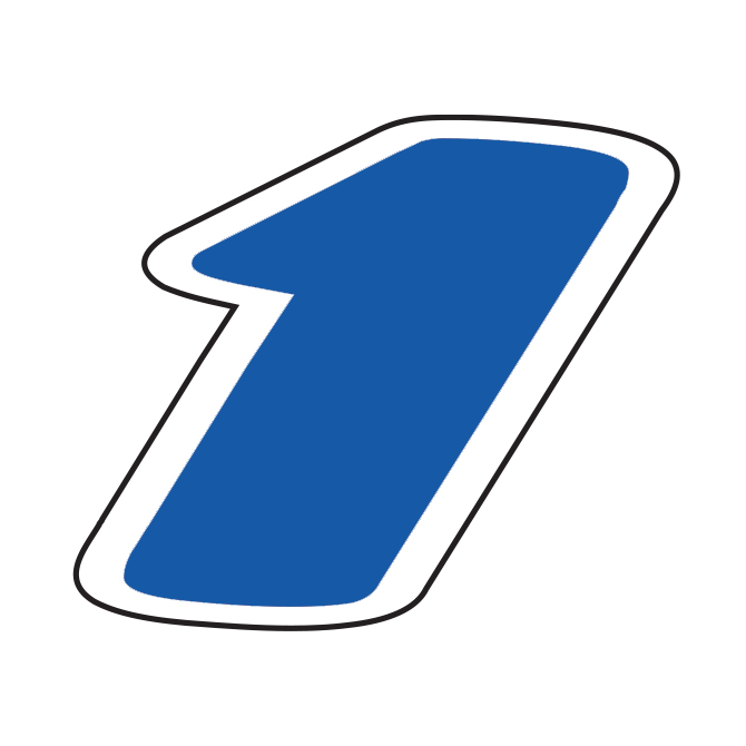 6-1/4" Die Cut Number Decals - Blue/White