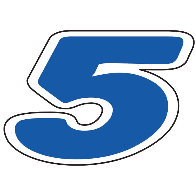 6-1/4" Die Cut Number Decals - Blue/White