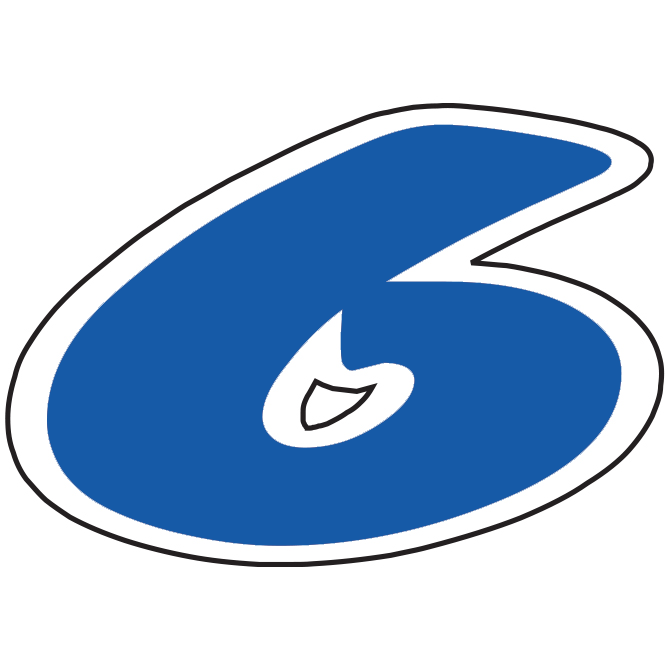 6-1/4" Die Cut Number Decals - Blue/White
