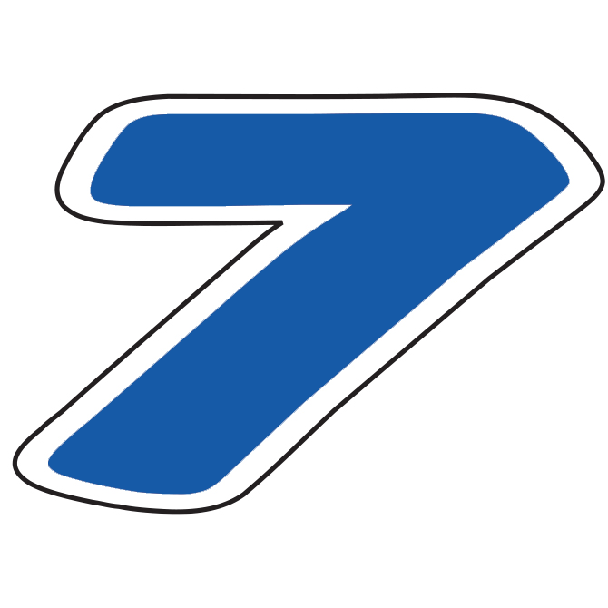 6-1/4" Die Cut Number Decals - Blue/White