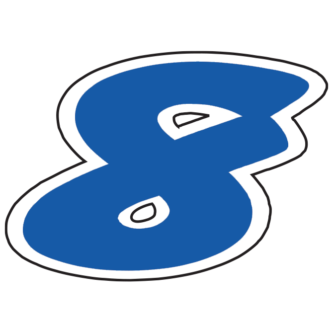 6-1/4" Die Cut Number Decals - Blue/White