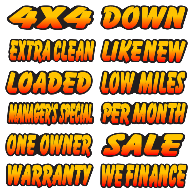 Die Cut Slogan Decals - Tequila Sunrise/Black