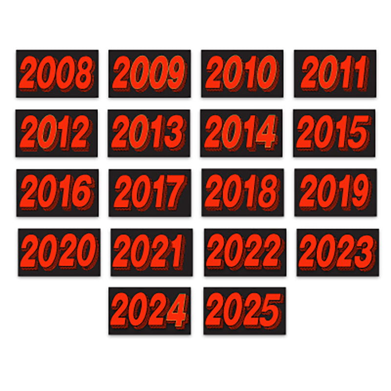 Fluorescent Year Model Decals - Fire Red/Black