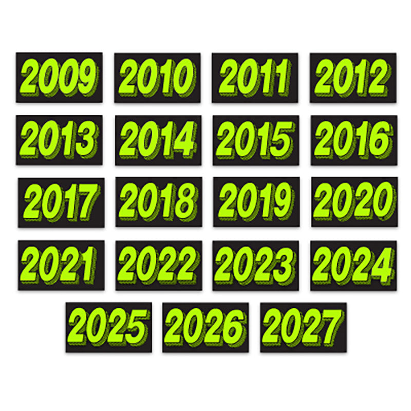 Fluorescent Year Model Decals - Fl. Green/Black
