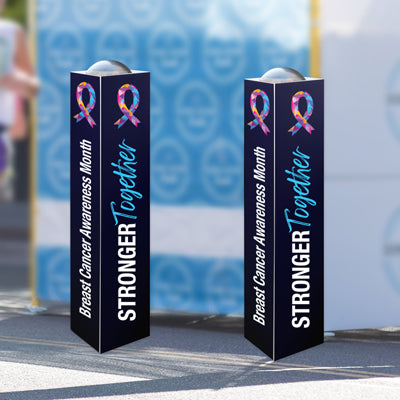 Coroplast Bollard Cover - Stronger Together (Breast Cancer Awareness Month)