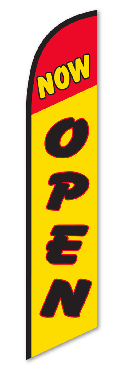 Swooper Banner - Now Open (Red/Yellow/Black)