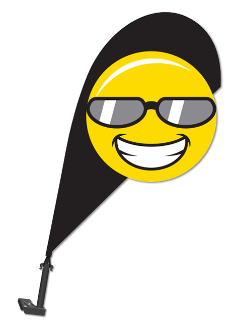 3D Clip-On Paddle Flag - Smiley Face