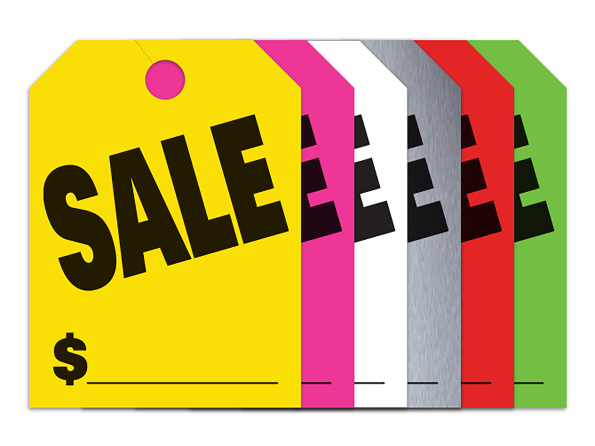 Large Fluorescent Hang Tags - Sale