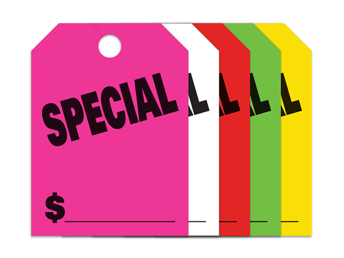 Large Fluorescent Hang Tags - Special