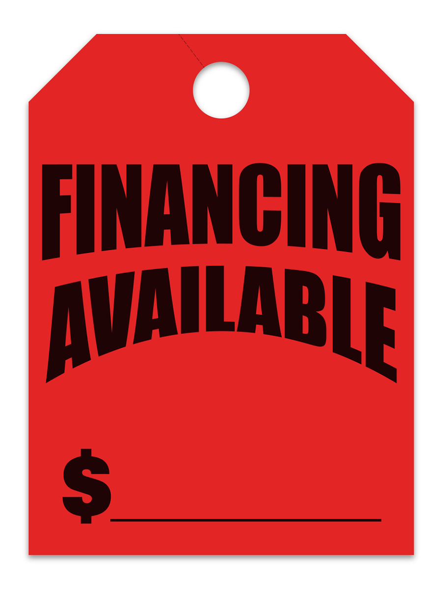 Large Fluorescent Hang Tags - Financing Available