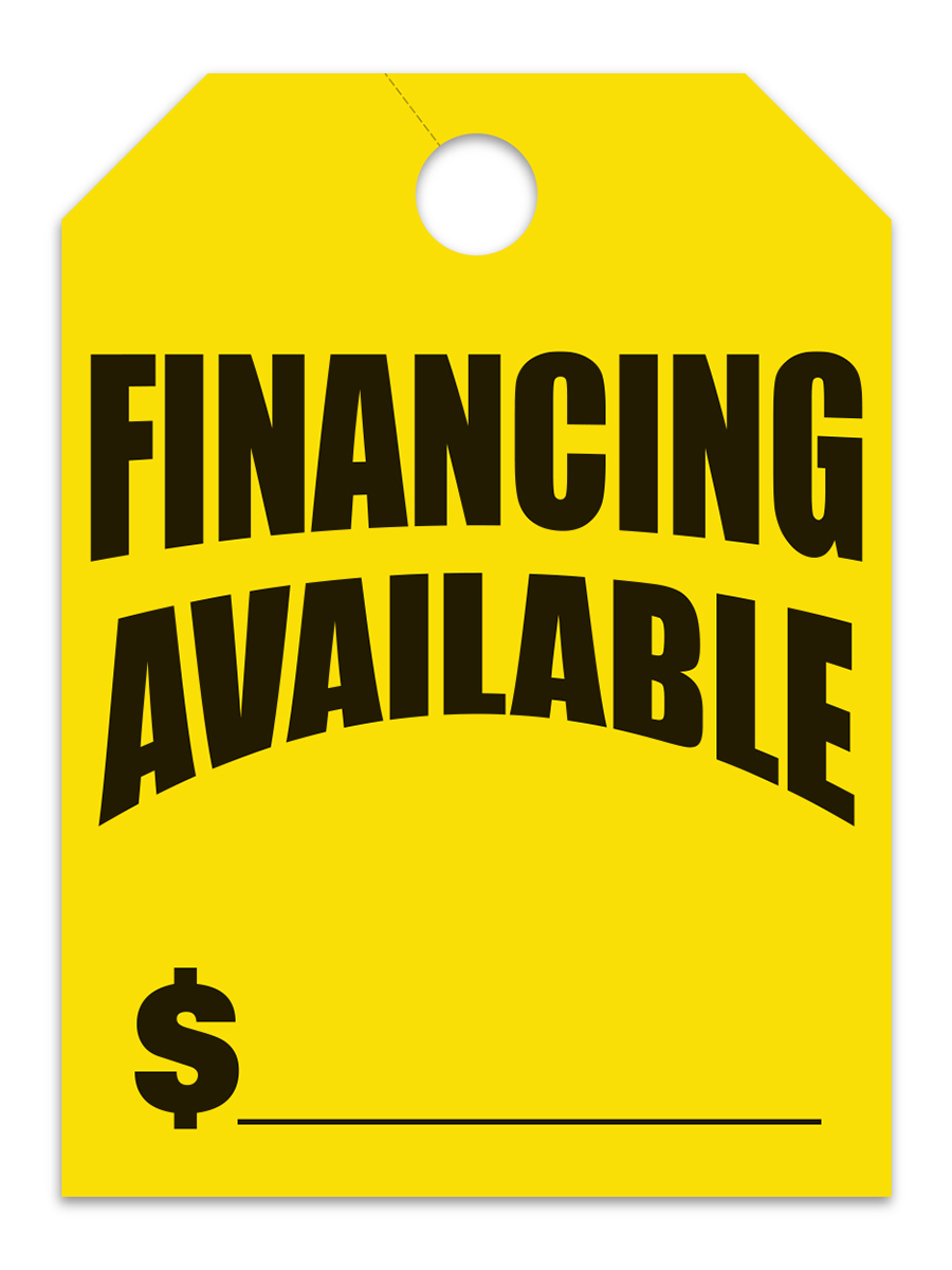Large Fluorescent Hang Tags - Financing Available