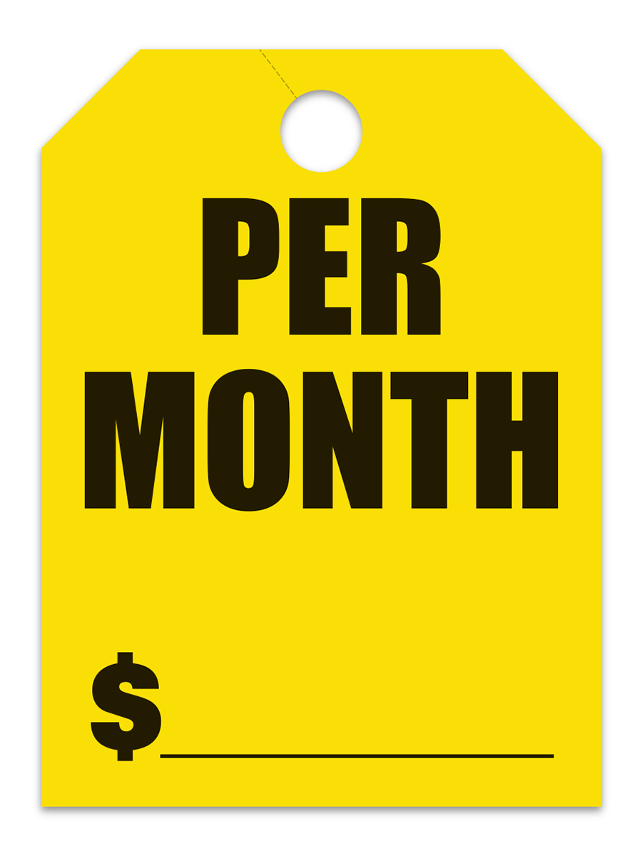 Large Fluorescent Hang Tags - Per Month
