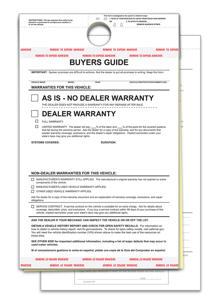 2-Part Hanging Buyers Guide (Interior) - As-Is (BG-2017-H - AI-E)