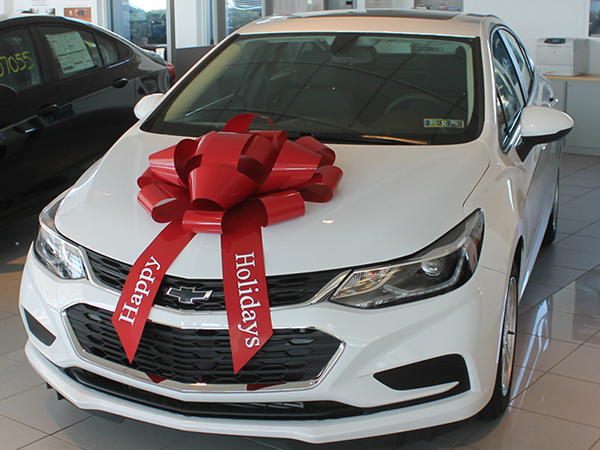 30" Vinyl Car Bow - Happy Holidays